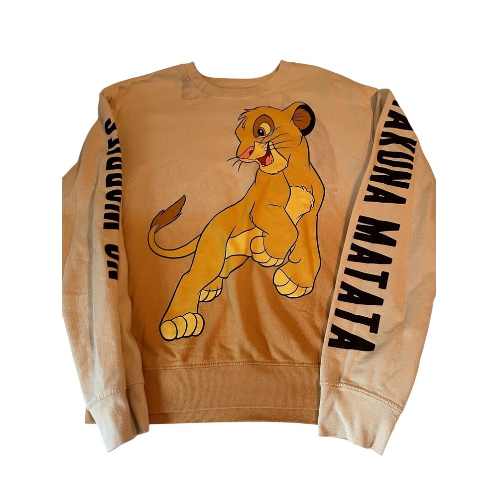 Disney Woman Vintage Lion King Simba Small Pullover Long Sleeve No Worries Flaws